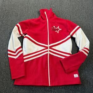 Vintage 70's 80's Port Clinton Ohio Red White Cheerleader Uniform Full Zip Small